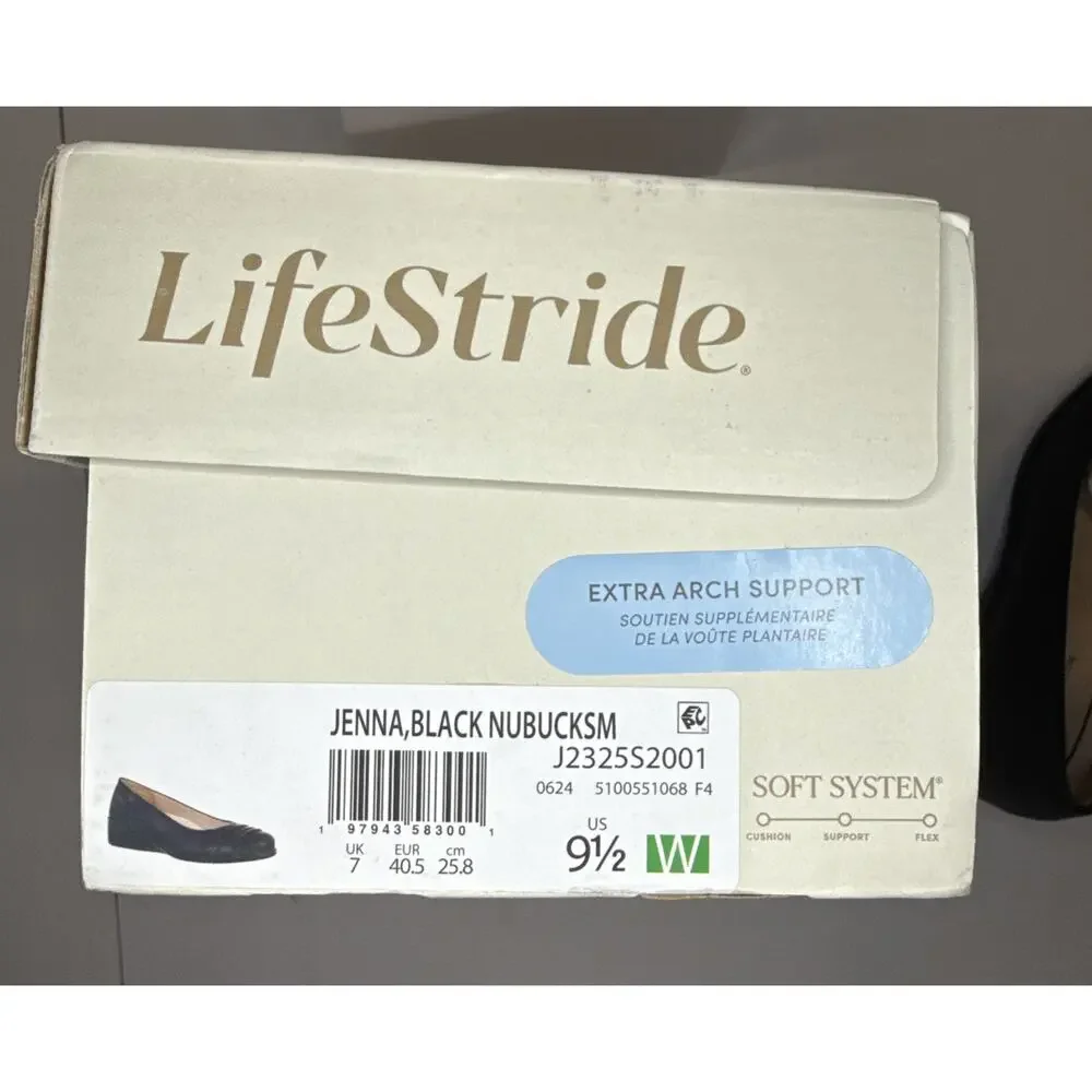 LifeStride Jenna Women's Black Wedge Slip-On Loafers Shoes Comfort Size 9.5W